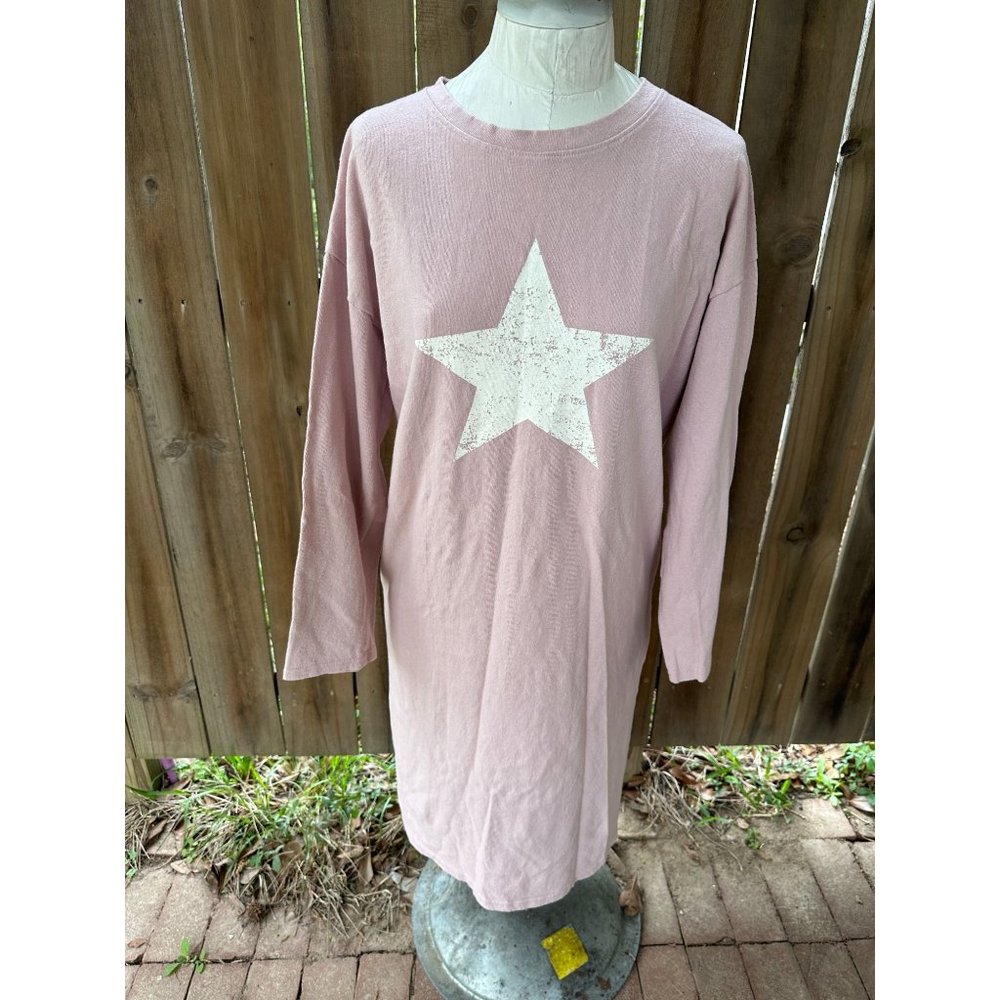 MONOLOGUE Made In Korea Heavy JERSEY STAR T-SHIRT DRESS OS
